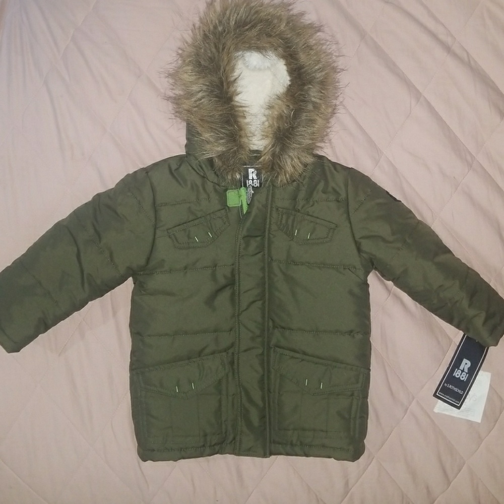 24 month puffer jacket with faux fur